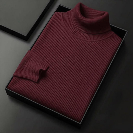 Men’s Premium Ribbed Turtleneck Sweater – Classic Winter Essential