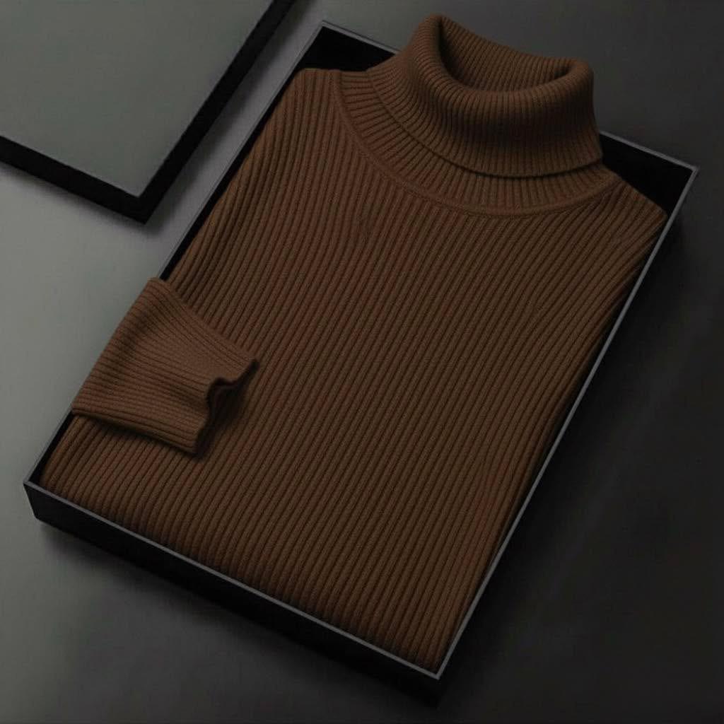 Men’s Premium Ribbed Turtleneck Sweater – Classic Winter Essential
